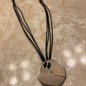 Silver Pendant Necklace with Black Cord